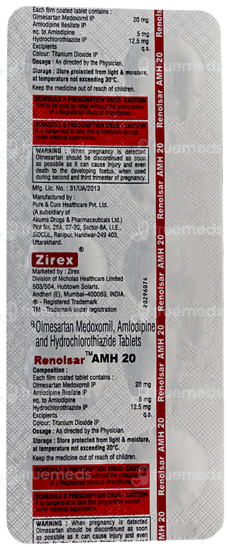 Renolsar Amh 20 Tablet 10